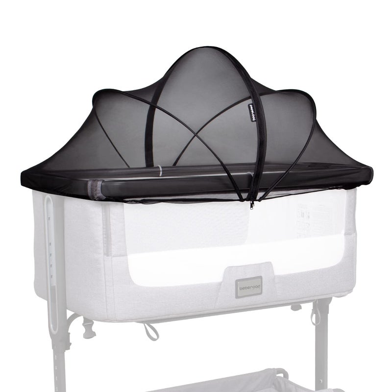 Beberoad Love Bassinet Mosquito Net Cover - Breathable Mesh Canopy with 2-Way Zipper for Baby Cribs, Bedside Sleepers & Travel Cribs (Black) - Image 1